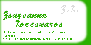 zsuzsanna korcsmaros business card